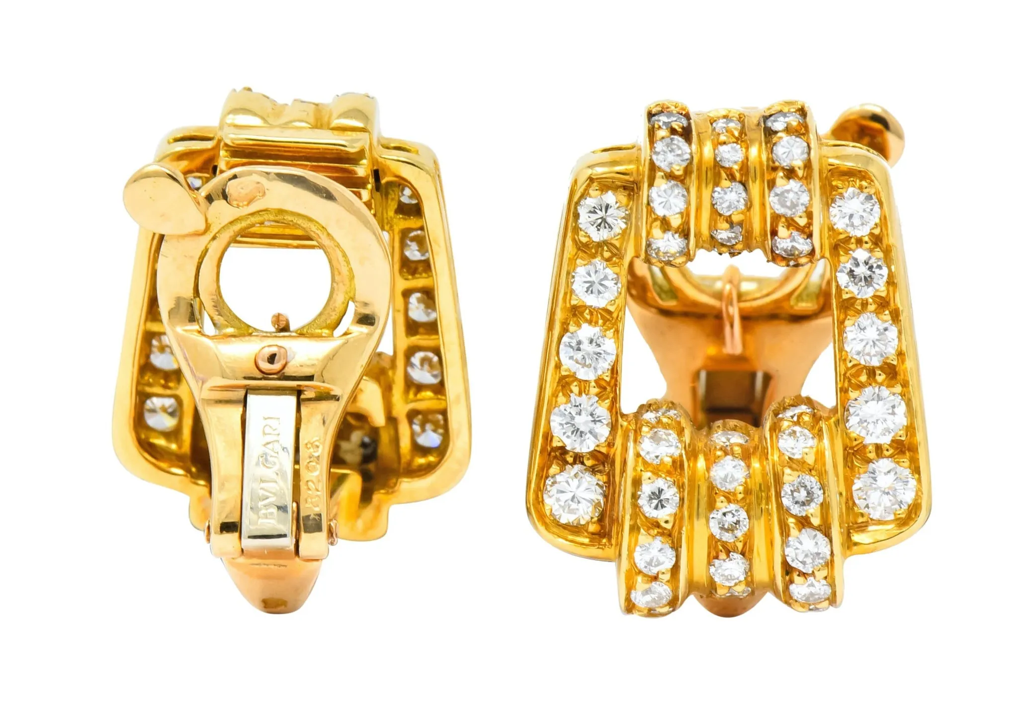 Bulgari Diamond 18 Karat Gold Link Ear-Clip Earrings