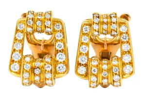Bulgari Diamond 18 Karat Gold Link Ear-Clip Earrings