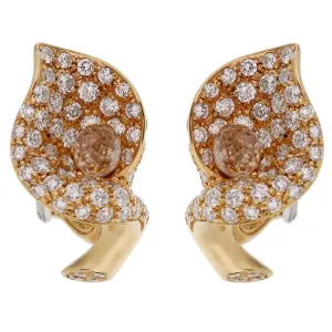 Cantamessa Calla Lily Diamond Yellow Gold Earrings