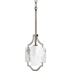 Caress Collection One-Light Polished Nickel Clear Water Glass Luxe Mini-Pendant Light