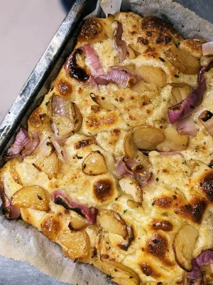 Cheese, Potato & Onion Focaccia