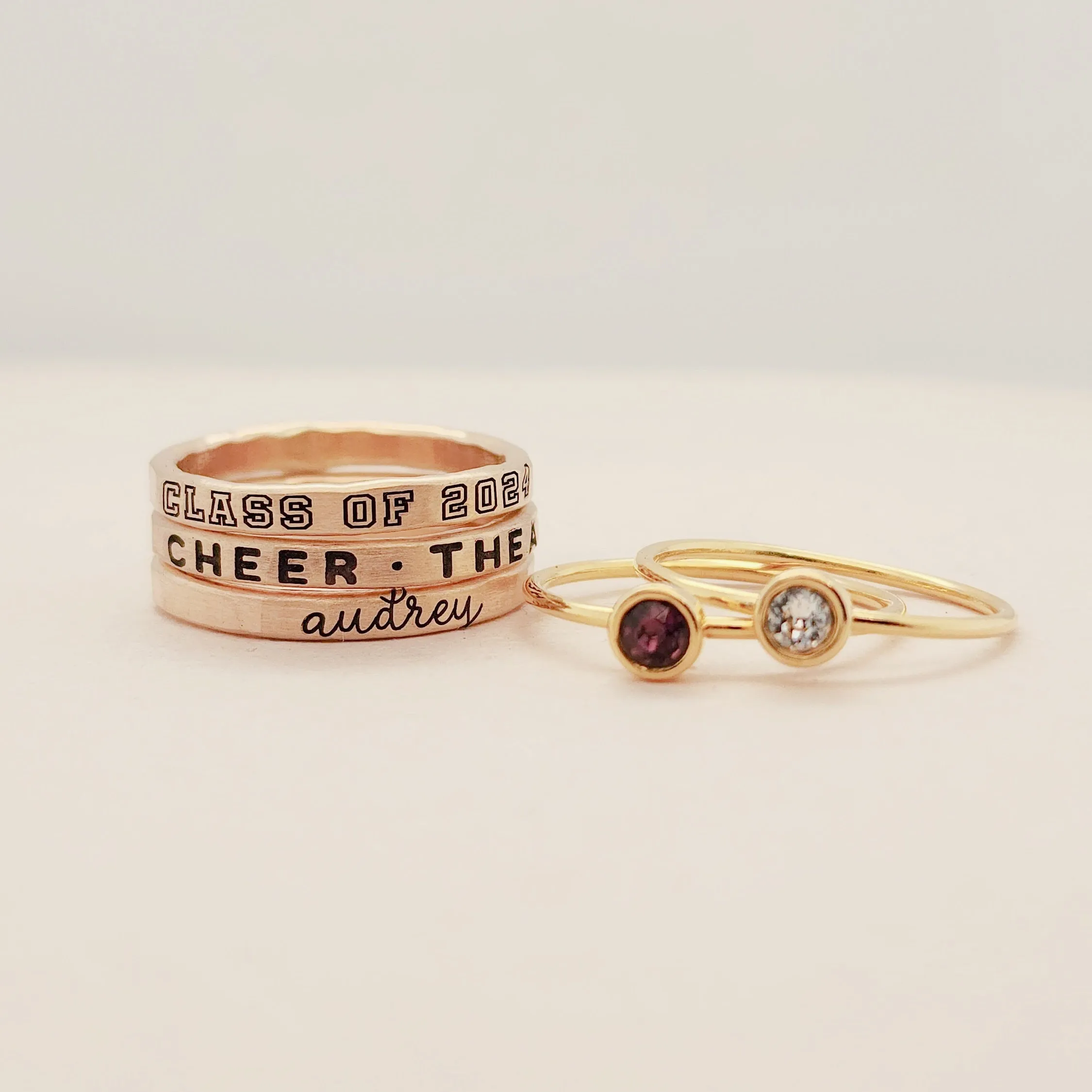 Class Ring Set in yellow gold filled