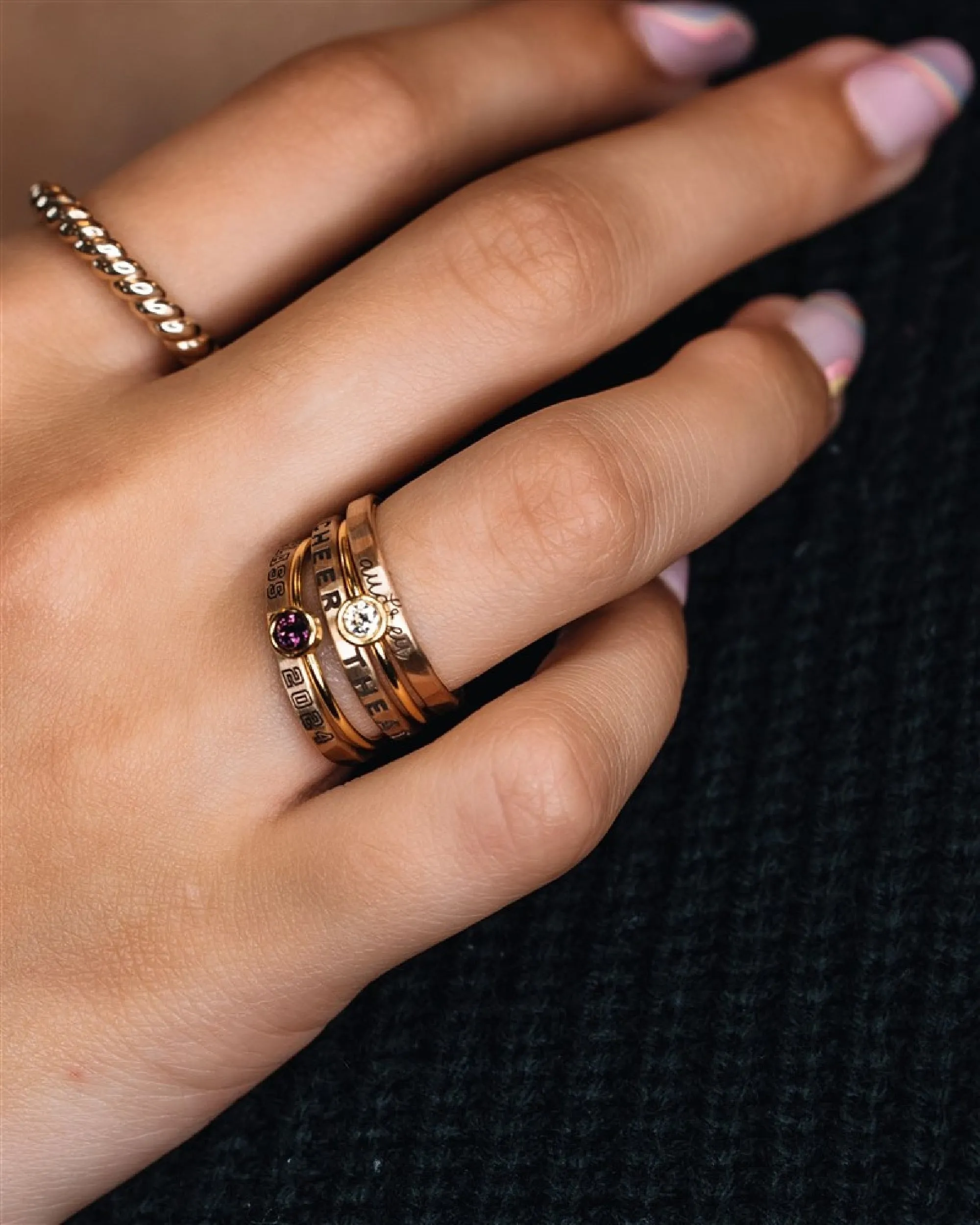 Class Ring Set in yellow gold filled