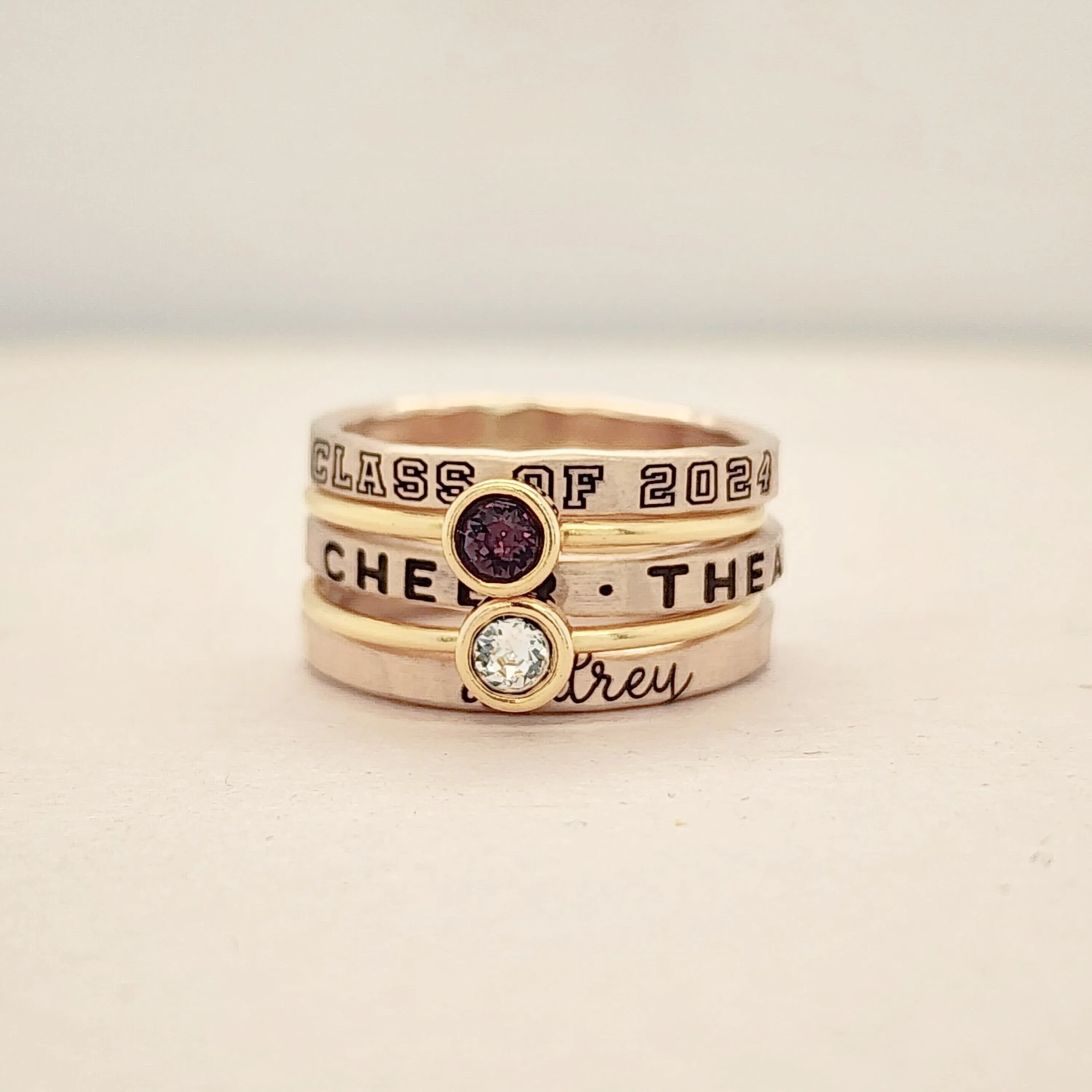 Class Ring Set in yellow gold filled