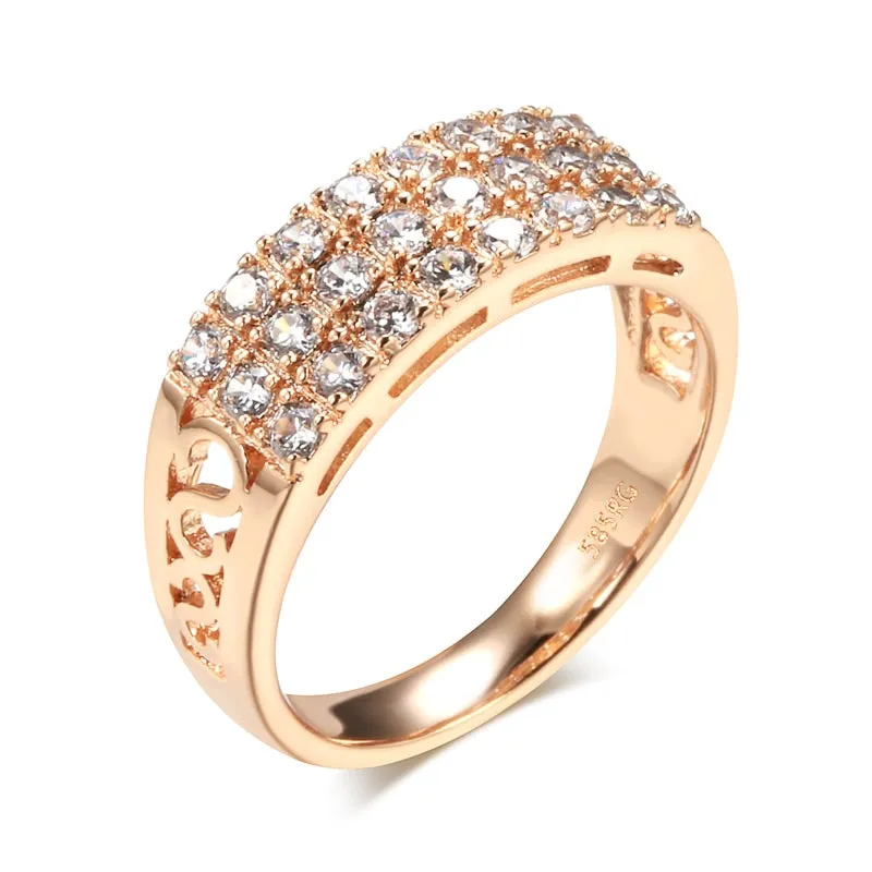 Classic Full Inlay Zircon Hollow Geometric Square Rings