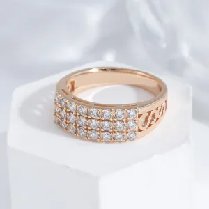 Classic Full Inlay Zircon Hollow Geometric Square Rings