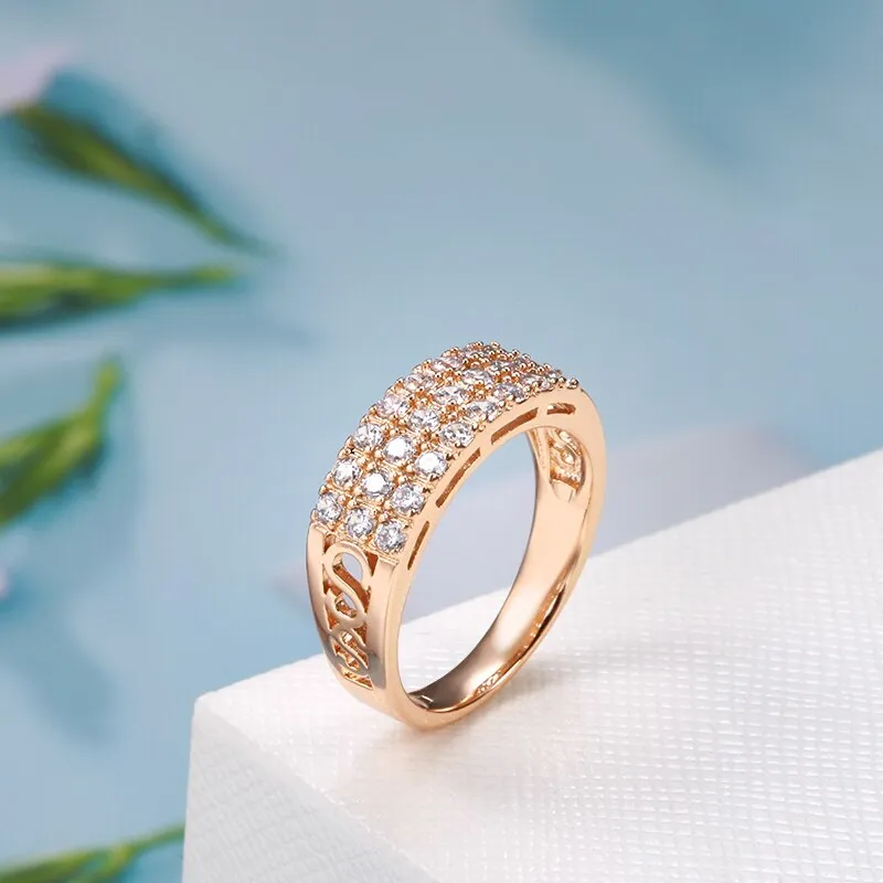Classic Full Inlay Zircon Hollow Geometric Square Rings