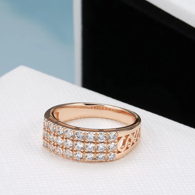 Classic Full Inlay Zircon Hollow Geometric Square Rings