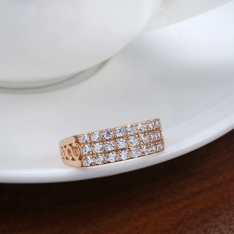 Classic Full Inlay Zircon Hollow Geometric Square Rings