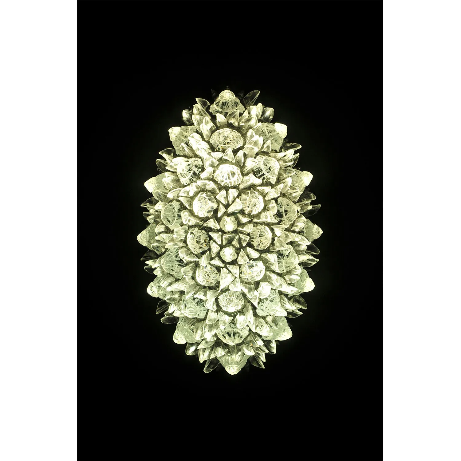 Contemporary Italian Crystal Clear Glass Oval Silver Flush Mount / Sconce