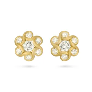 Contour Diamond and Yellow Gold Whirlpool Earrings