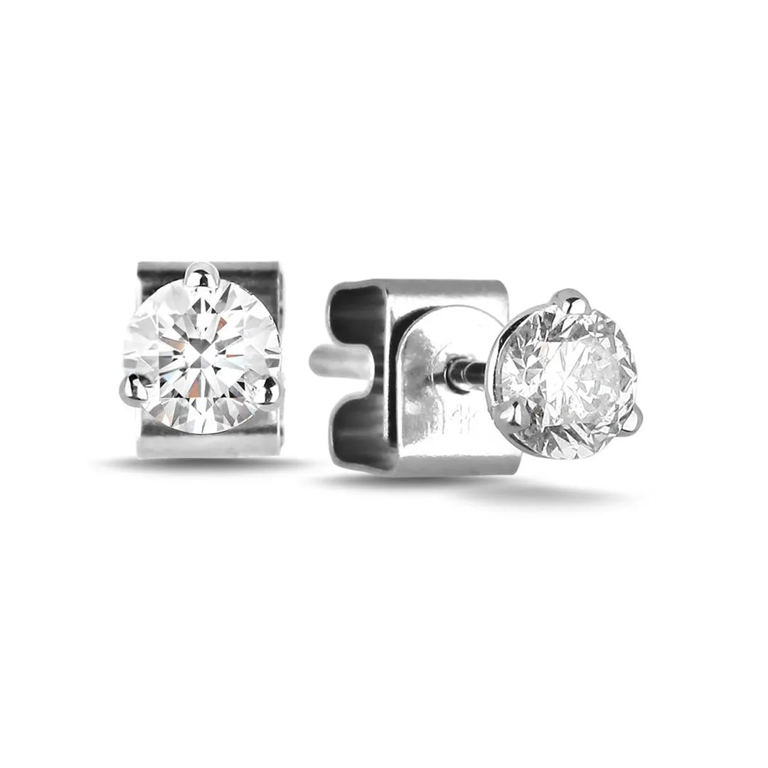 CR-E97-10K Gold 0.15 Ctw 3-Prong Round Canadian Diamond Earrings