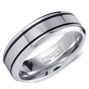 Crown Ring White Cobalt and Black Enamel Wedding Band