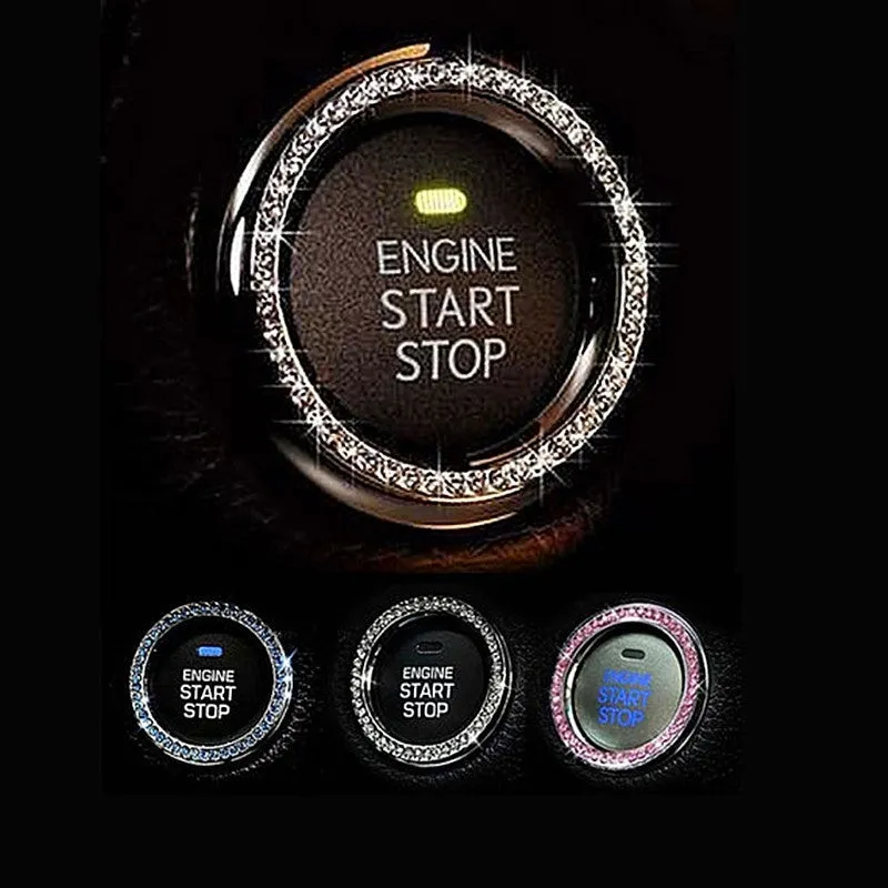 Crystal Bling Ring Car Sticker Ring For Start Engine Key Ignitions
