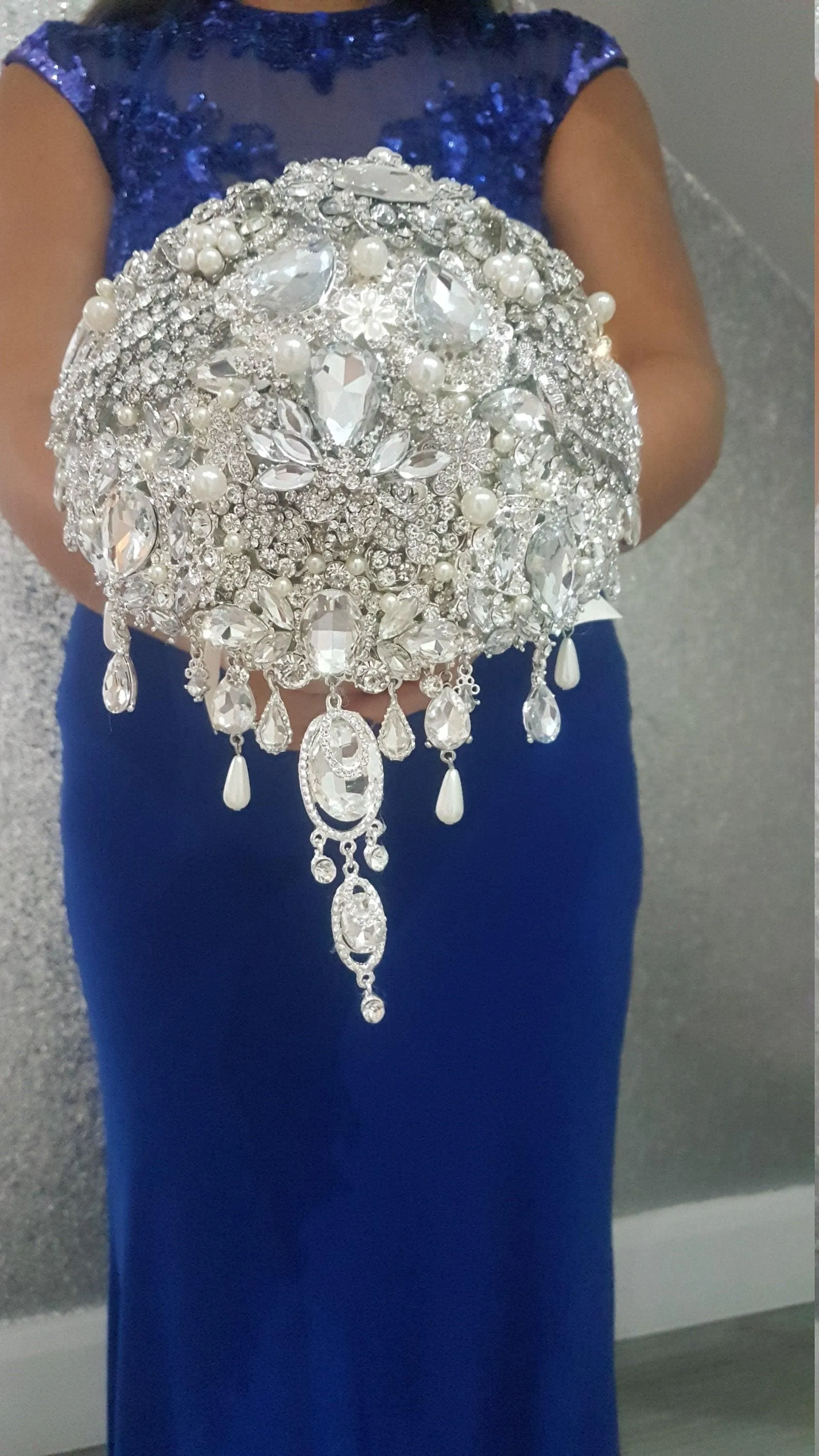 Crystal brooch bouquet, jewel bouquet, alternative Great Gatsby style wedding flowers. by Crystal wedding uk