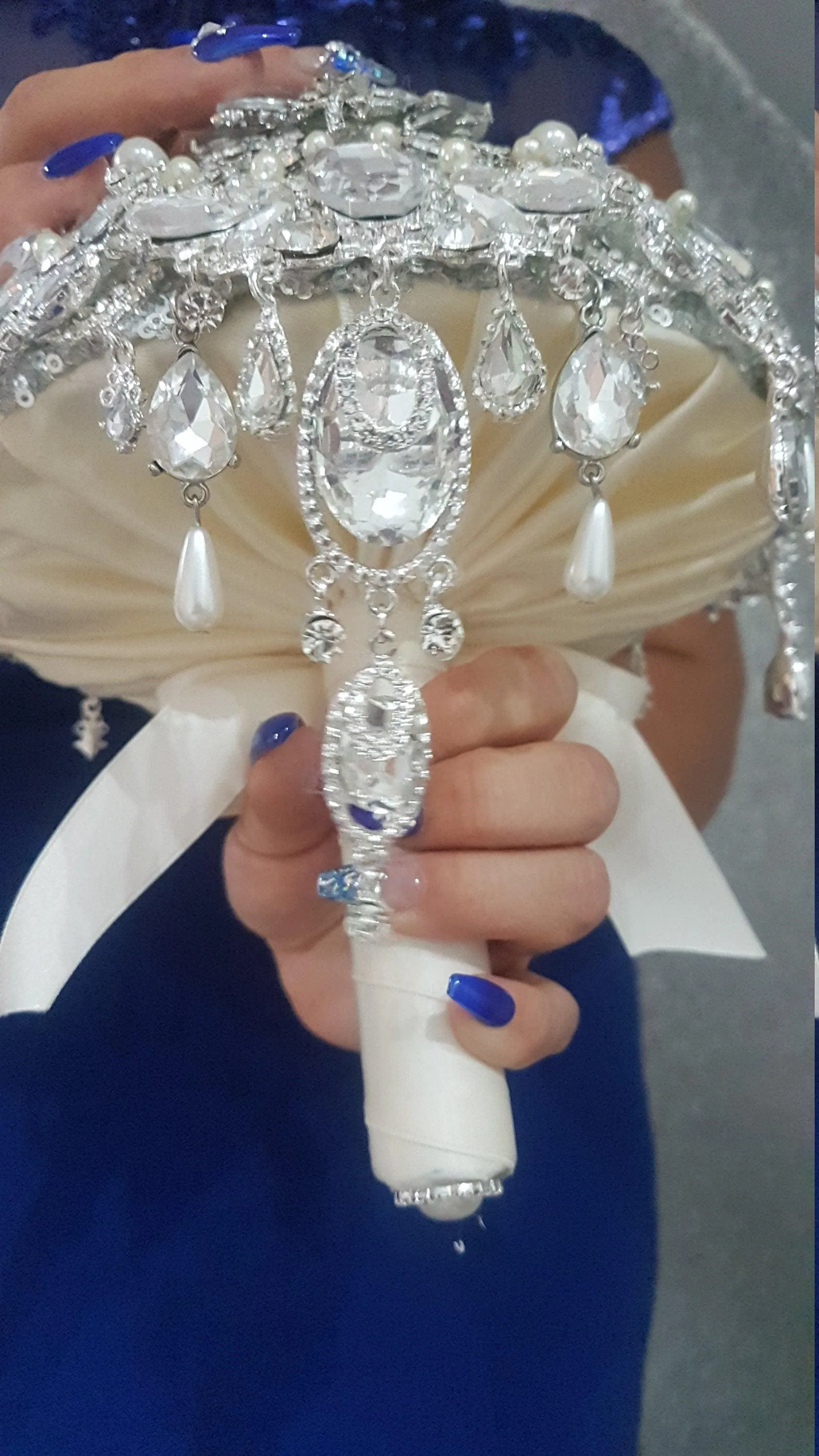 Crystal brooch bouquet, jewel bouquet, alternative Great Gatsby style wedding flowers. by Crystal wedding uk