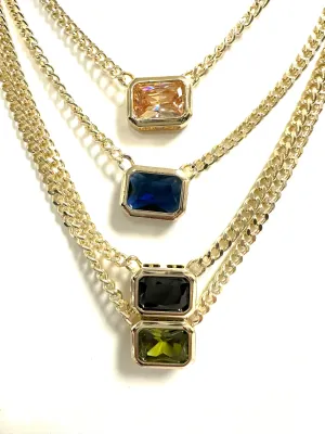 Cuban Chain Stone Pendant