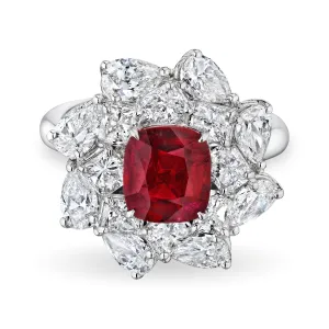 Cushion Cut Ruby Cocktail Ring, 2 CT