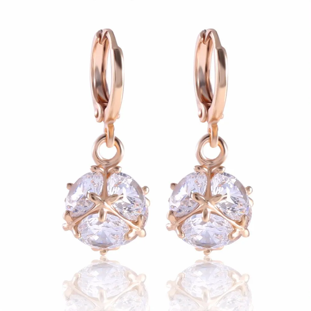 Dangle Earring for Women/Girls Earrings Fashion 18K White/ Gold Plated Wedding Jewelry White Zircon Earring