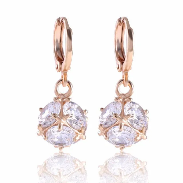 Dangle Earring for Women/Girls Earrings Fashion 18K White/ Gold Plated Wedding Jewelry White Zircon Earring