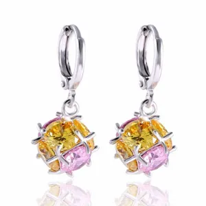 Dangle Earring for Women/Girls Earrings Fashion 18K White/ Gold Plated Wedding Jewelry White Zircon Earring