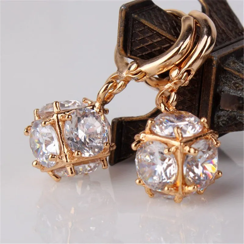 Dangle Earring for Women/Girls Earrings Fashion 18K White/ Gold Plated Wedding Jewelry White Zircon Earring