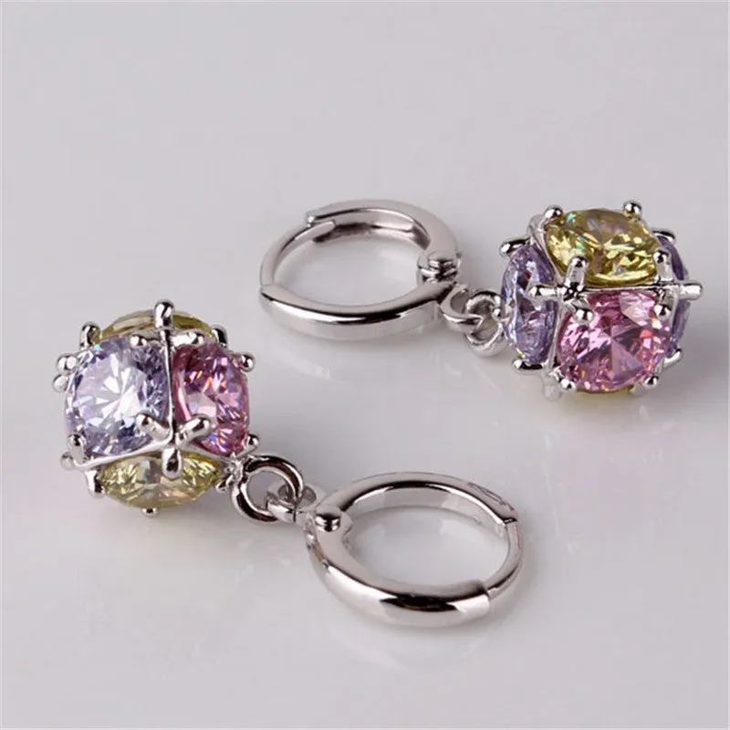 Dangle Earring for Women/Girls Earrings Fashion 18K White/ Gold Plated Wedding Jewelry White Zircon Earring
