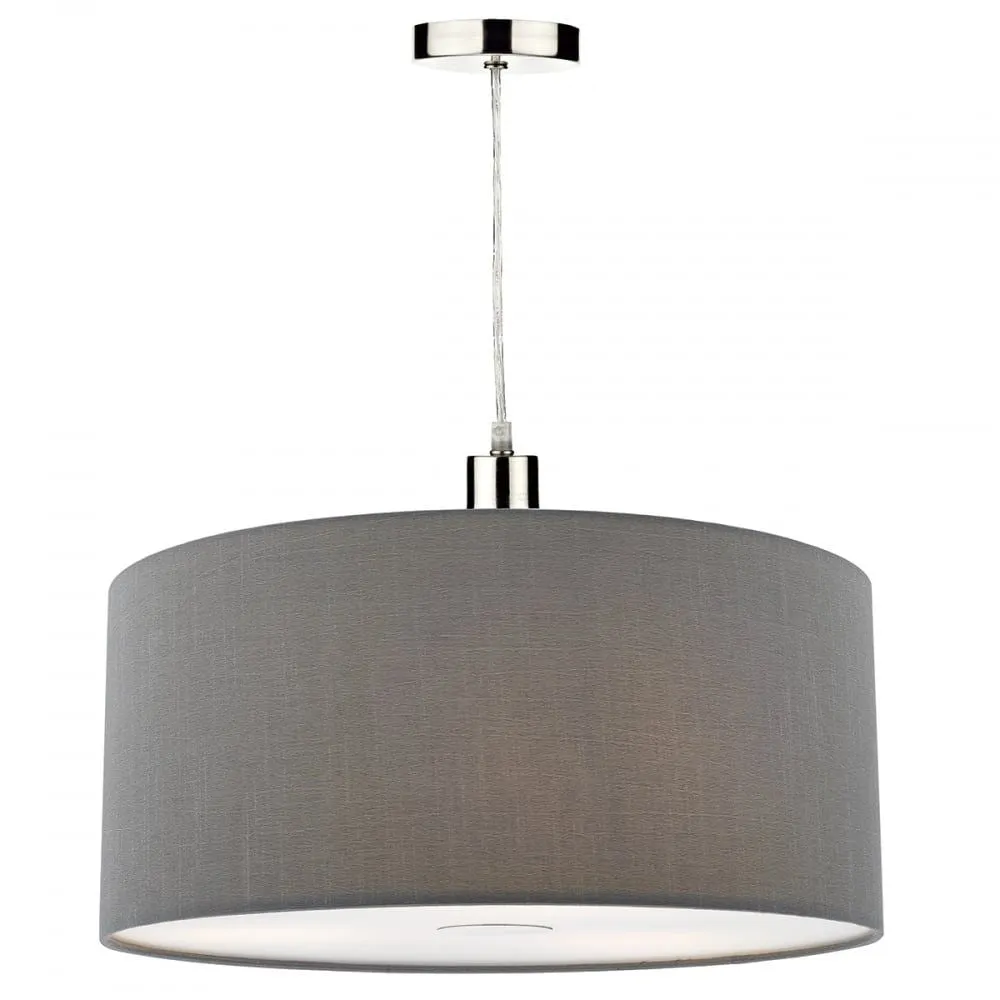 Dar RON6539 | Ronda Easy Fit Shade | 40cm Faux Silk Grey Drum