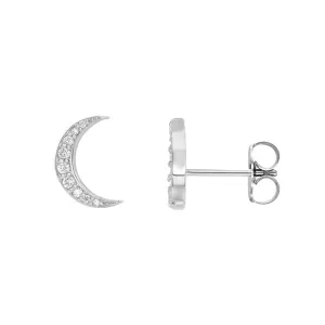 Diamond Crescent Moon Stud Earrings