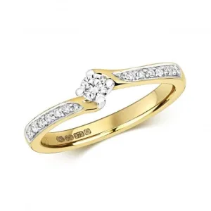 Diamond Jewellery 9ct Solitaire Set Shoulders Gold Rings RD636