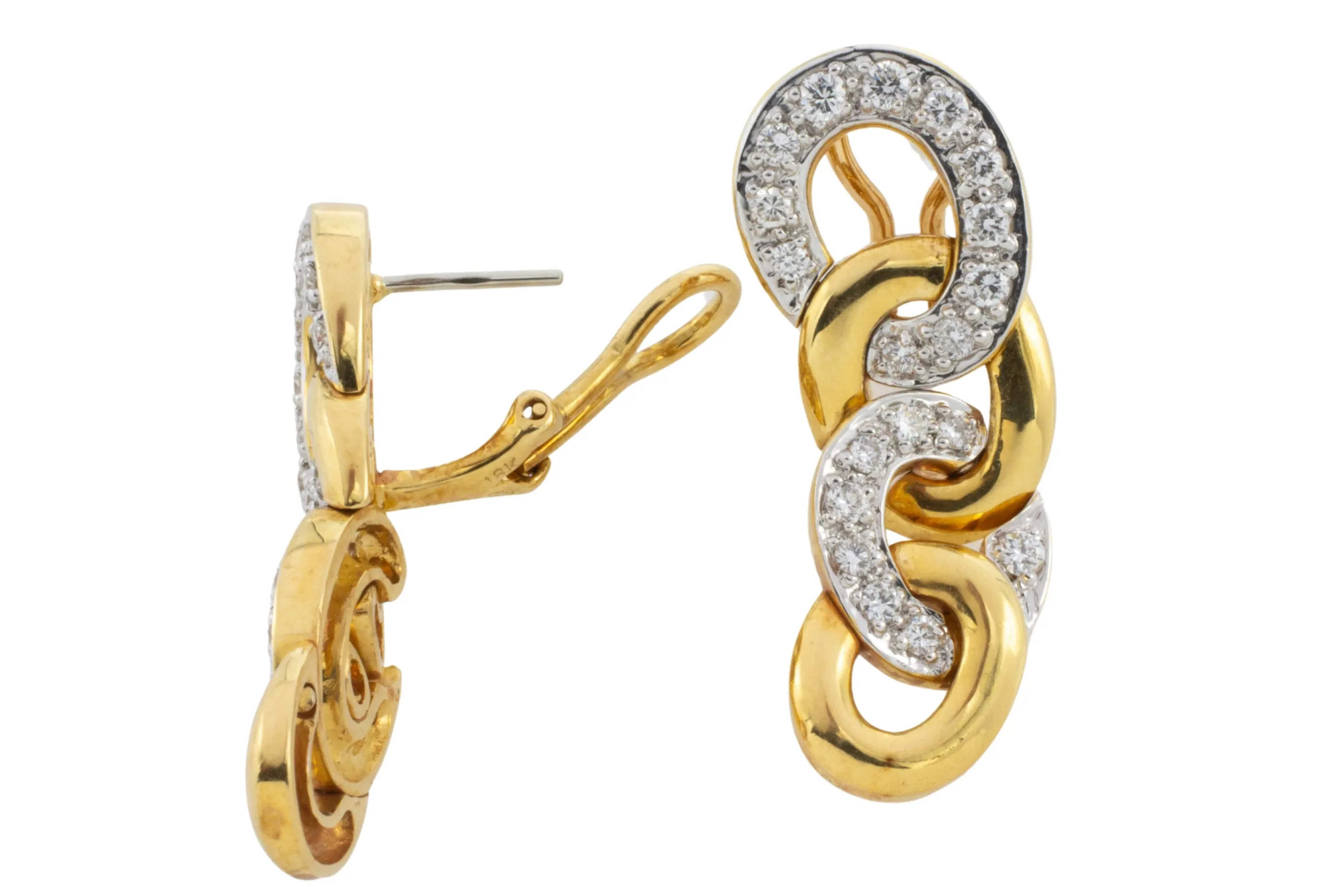Diamond pendant earrings in 18 carat gold