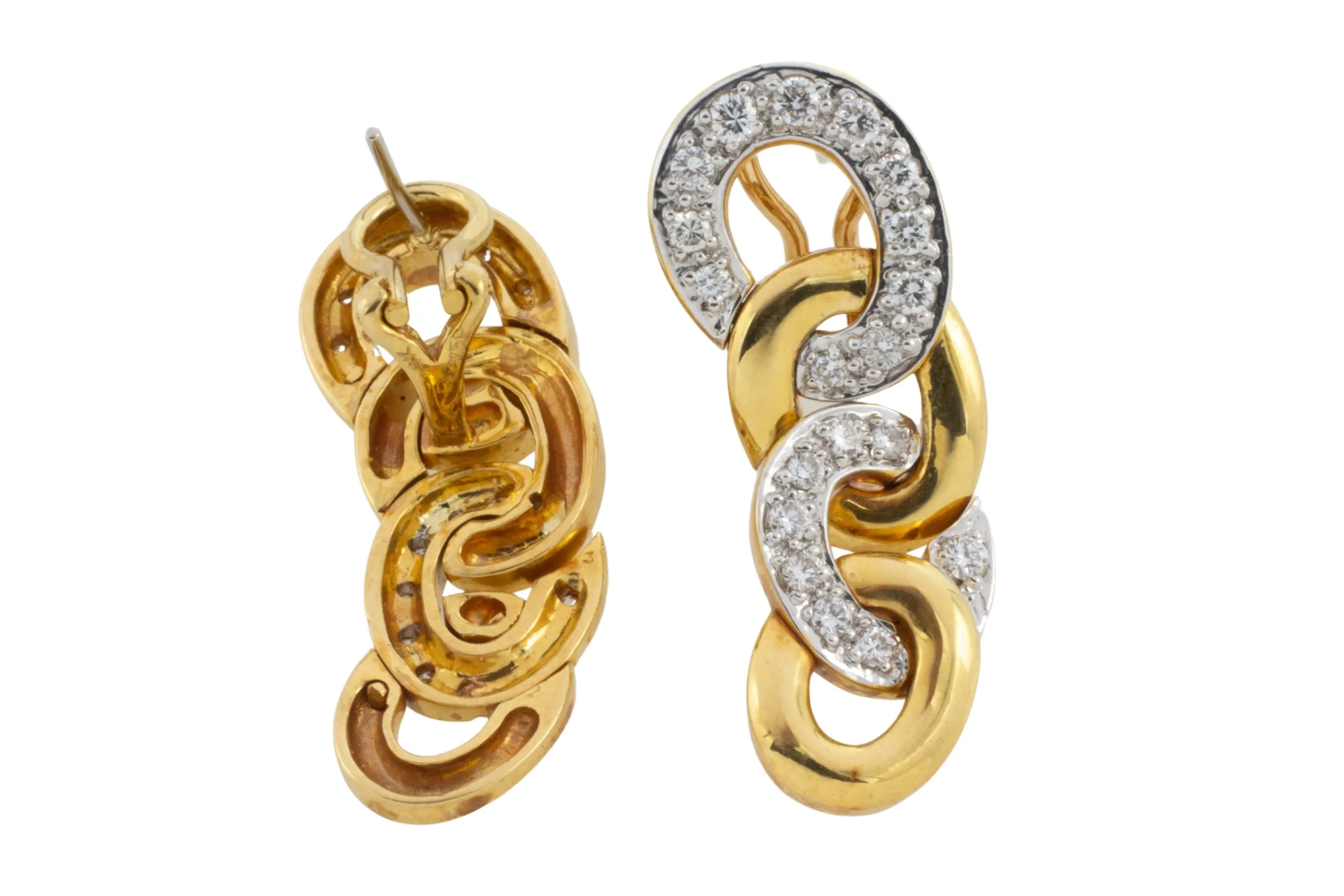 Diamond pendant earrings in 18 carat gold
