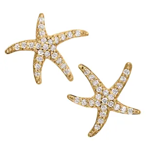 Diamond Starfish Earrings in 14K Mid Size