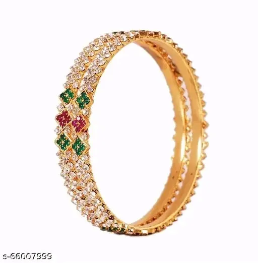 Diva Glittering Bangles – Elegant Gold-Plated Design with Cubic Zirconia
