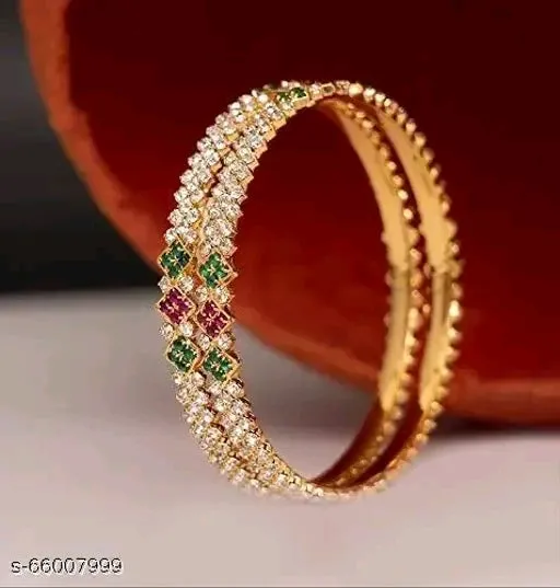 Diva Glittering Bangles – Elegant Gold-Plated Design with Cubic Zirconia