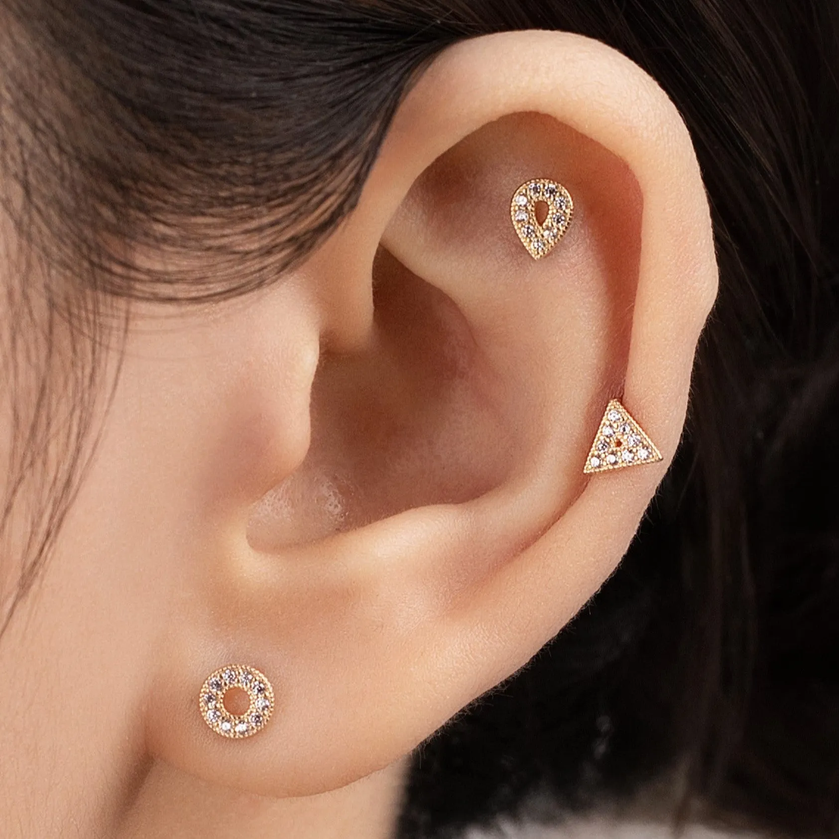 Donna Piercing in Yellow Gold with Cubic Zirconia