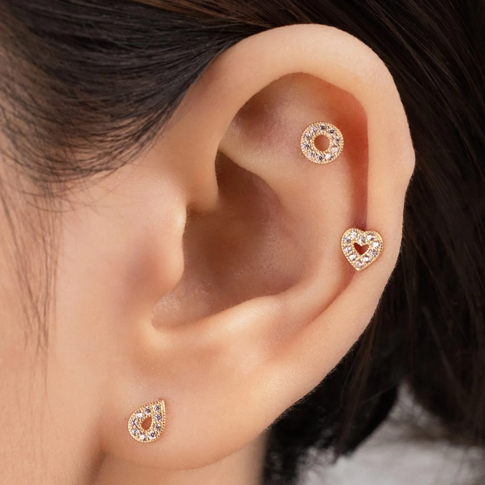 Donna Piercing in Yellow Gold with Cubic Zirconia