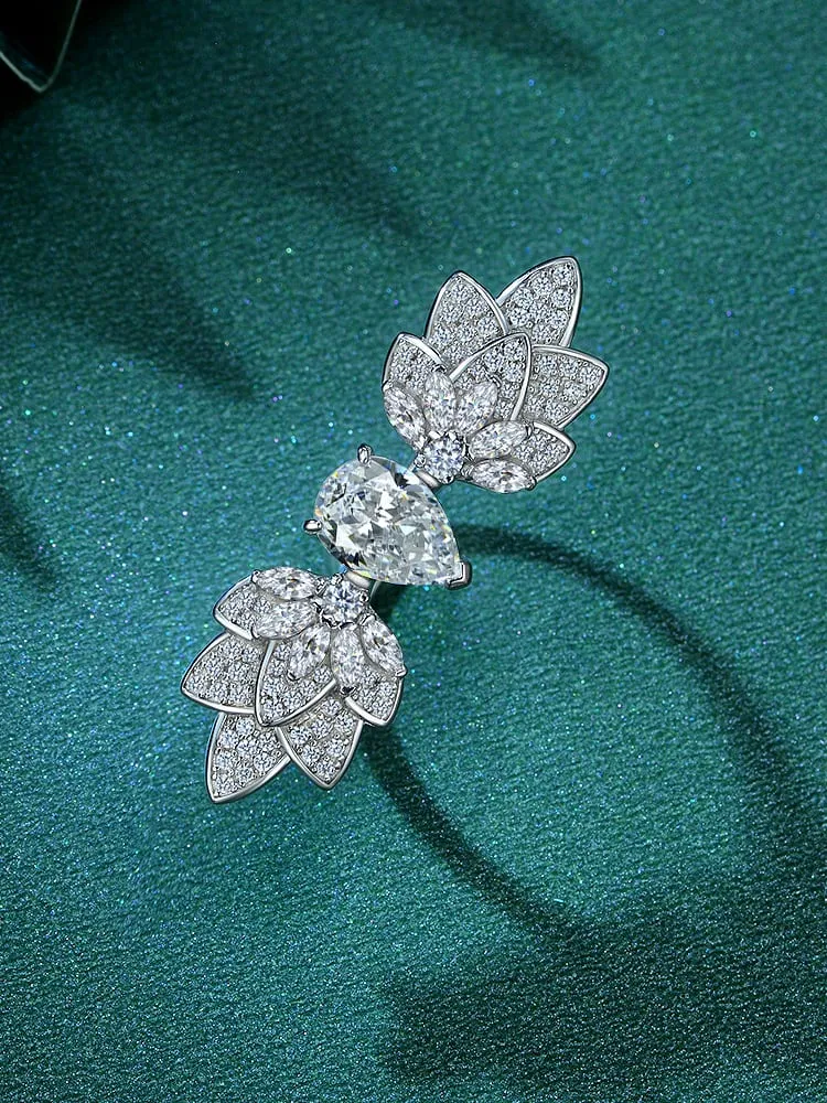 Double Ring 925 Sterling Silver Cubic Zirconia Luxury Tarnish Free Wings Adjustable Statement Rings