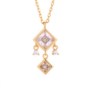 Elegant Dainty Dangling Pendant Necklace with Sparkling Princess CZ – Perfect Gift for Any Occasion