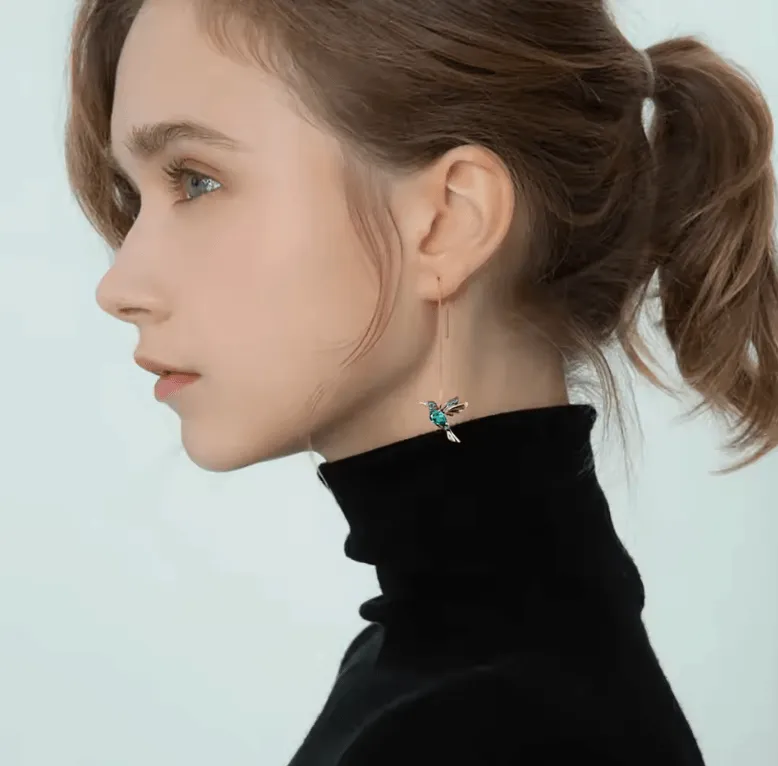 Elegant Hummingbird Tassel Earrings – Dangle Charm Earrings for Women & Girls