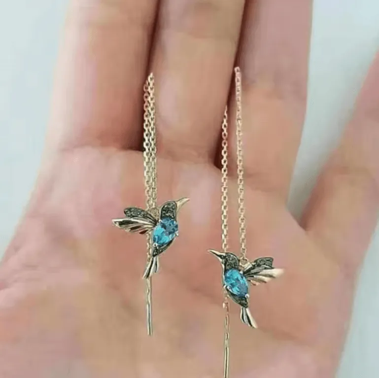 Elegant Hummingbird Tassel Earrings – Dangle Charm Earrings for Women & Girls