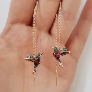 Elegant Hummingbird Tassel Earrings – Dangle Charm Earrings for Women & Girls