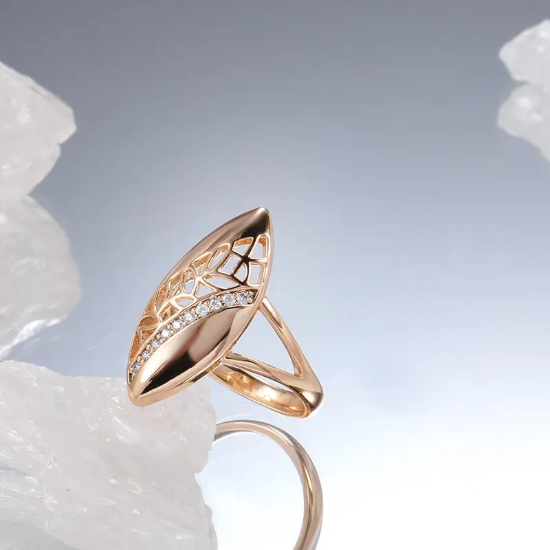 Elegant Oval Hollow Geometric White Zircon Women Rings