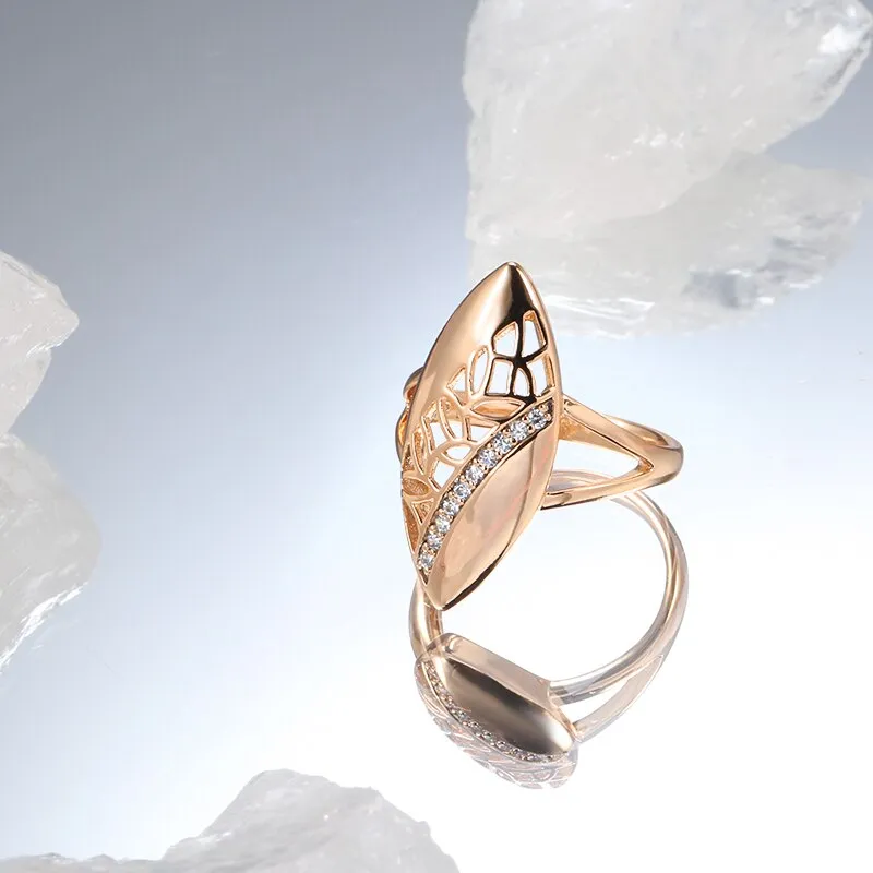 Elegant Oval Hollow Geometric White Zircon Women Rings