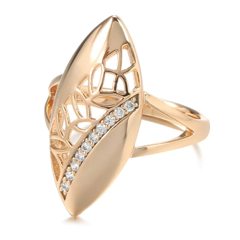 Elegant Oval Hollow Geometric White Zircon Women Rings