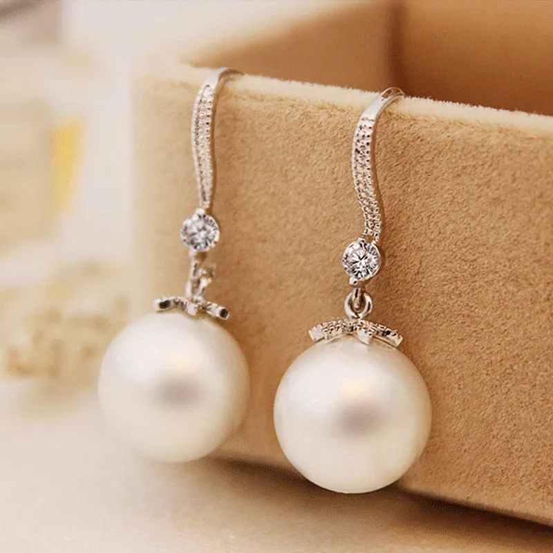 Elegant Round Imitation Pearl Dangle Earrings