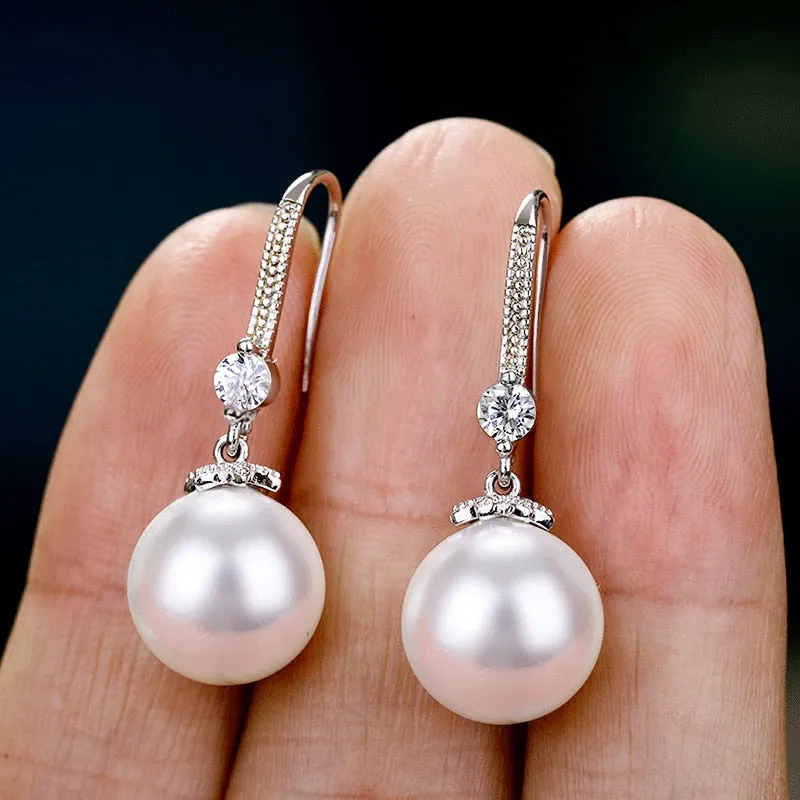 Elegant Round Imitation Pearl Dangle Earrings