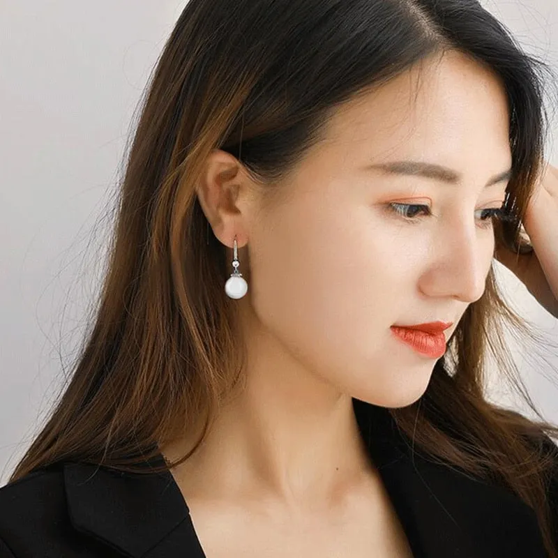 Elegant Round Imitation Pearl Dangle Earrings