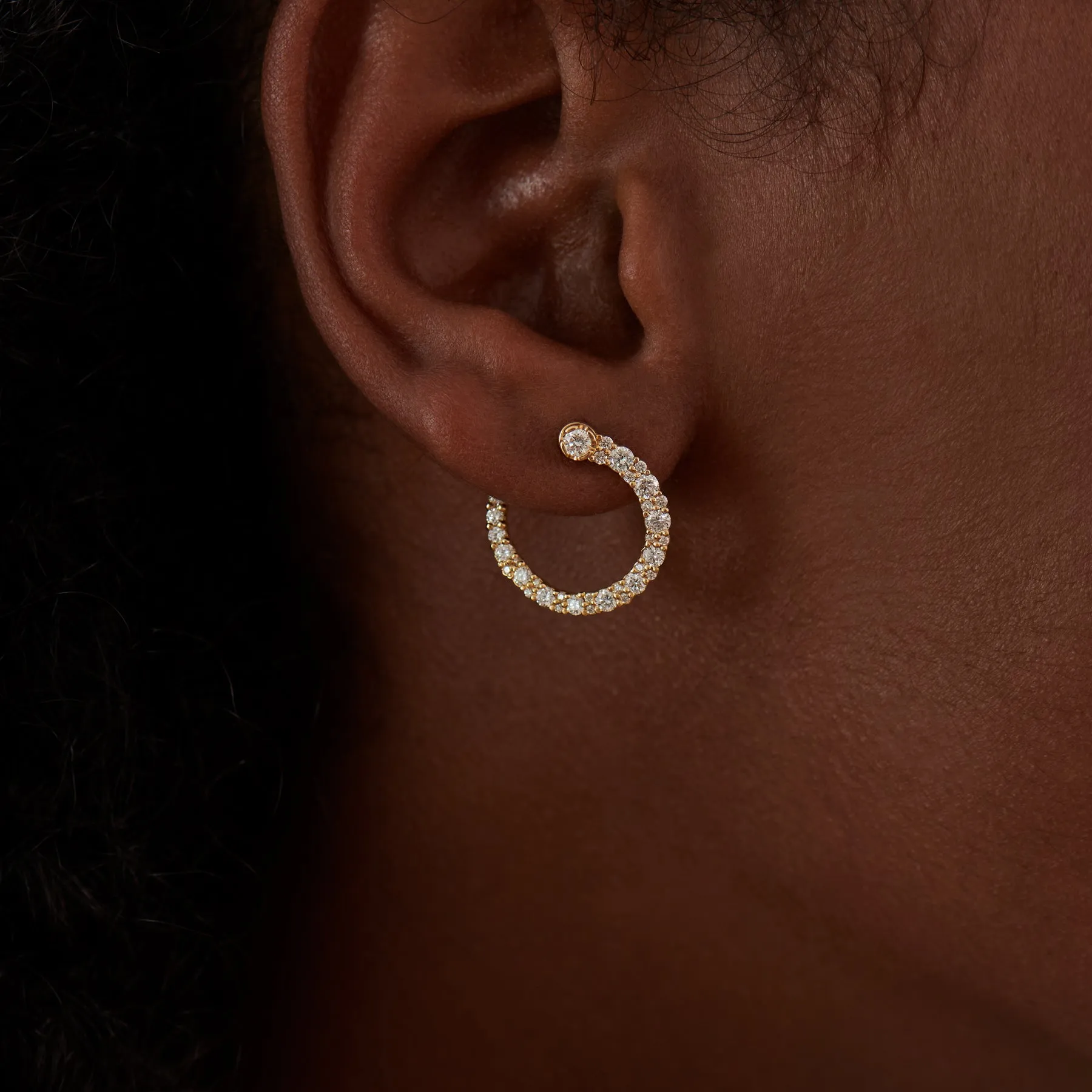 Ellipsis Brilliant Diamond Spiral Hoop Earrings