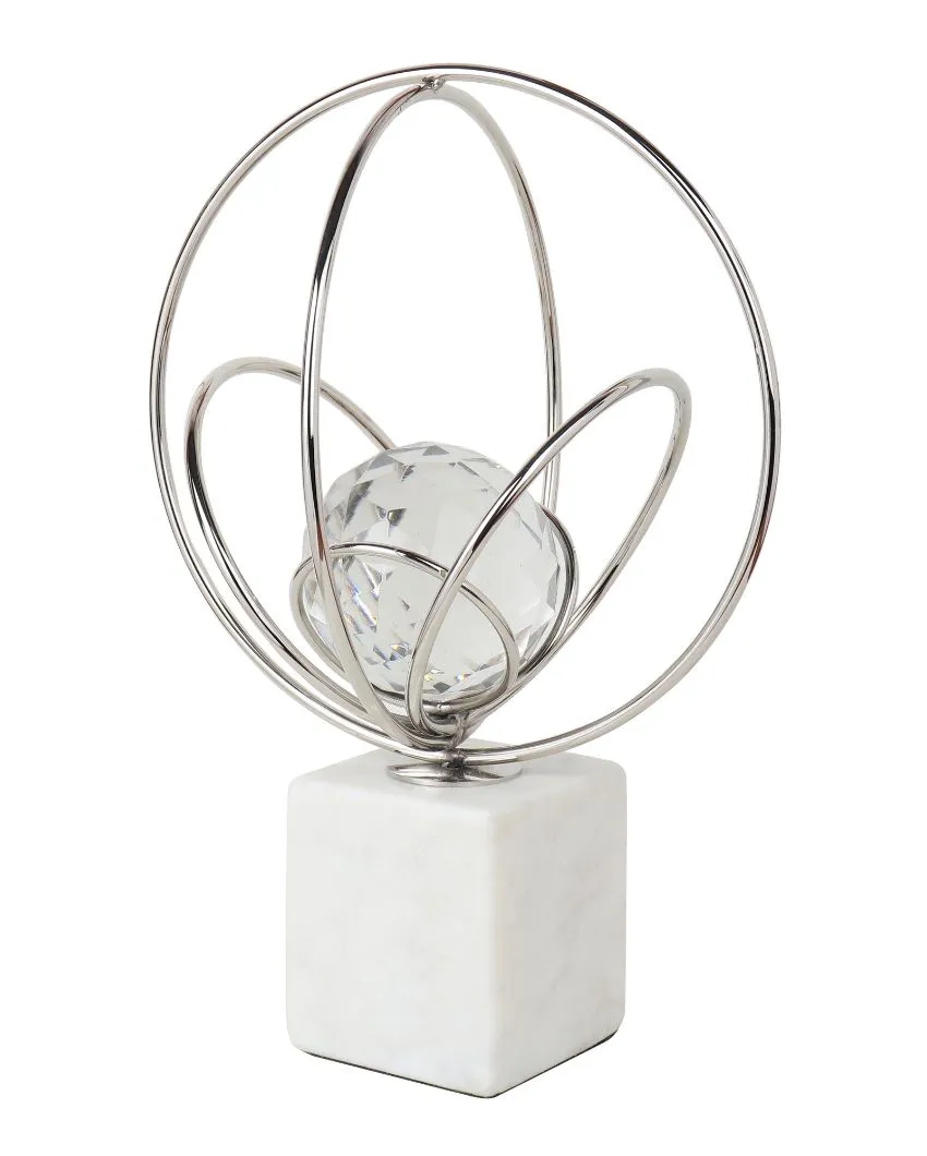 Elysian Steek Rings Crystal Ball Sculpture | 8 x 12 inches